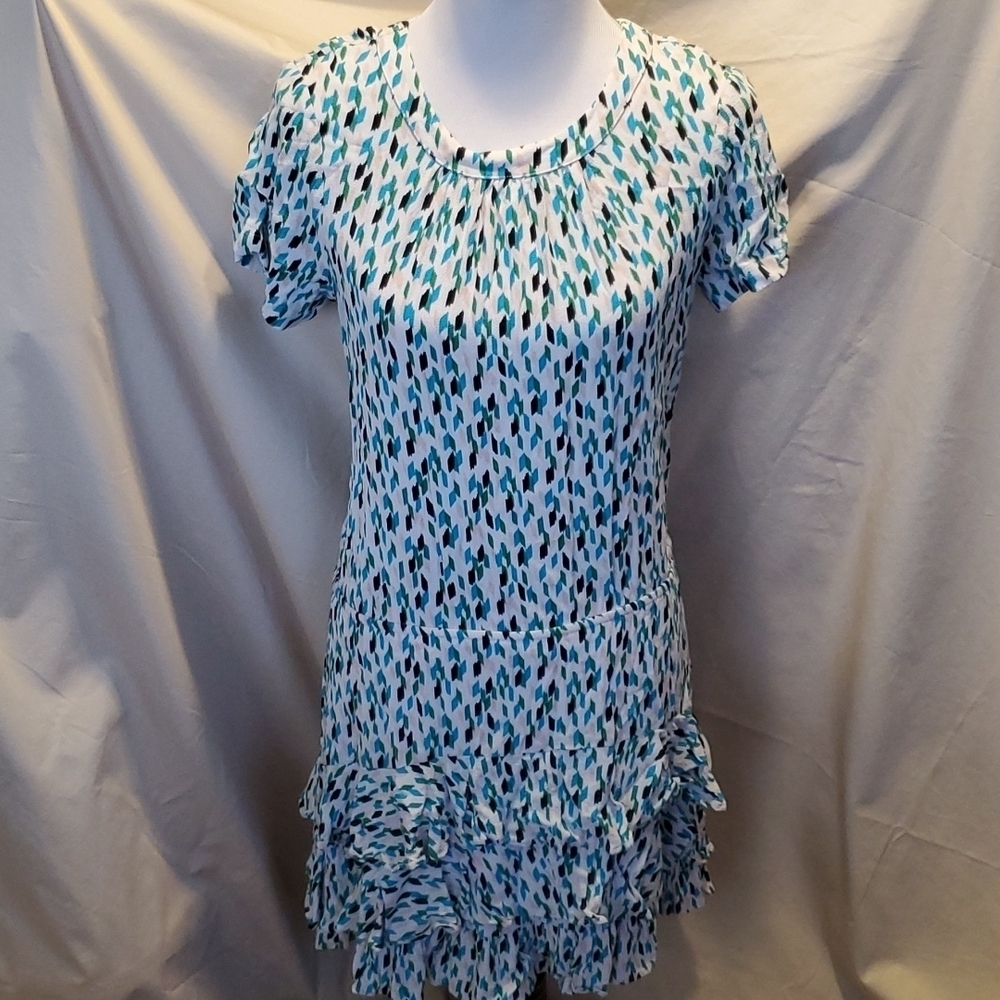 Ella Moss Abstract Frilly Midi Dress SZ MD